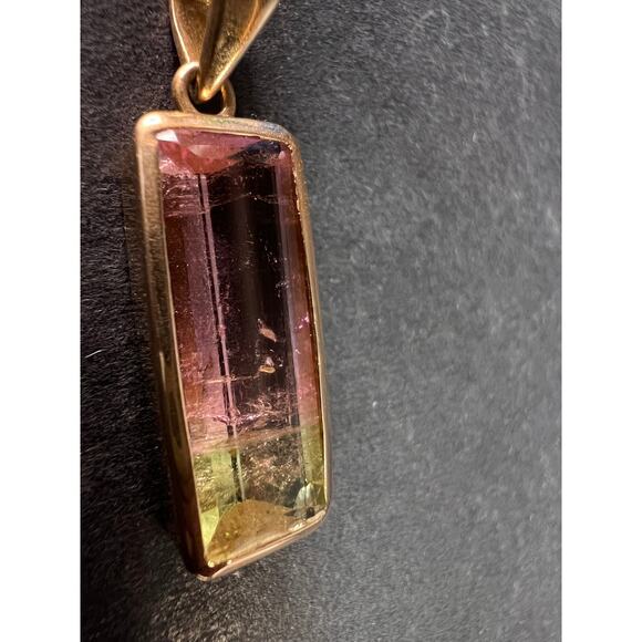 Vintage 14k gold watermelon tourmaline pendant - Picture 12 of 14